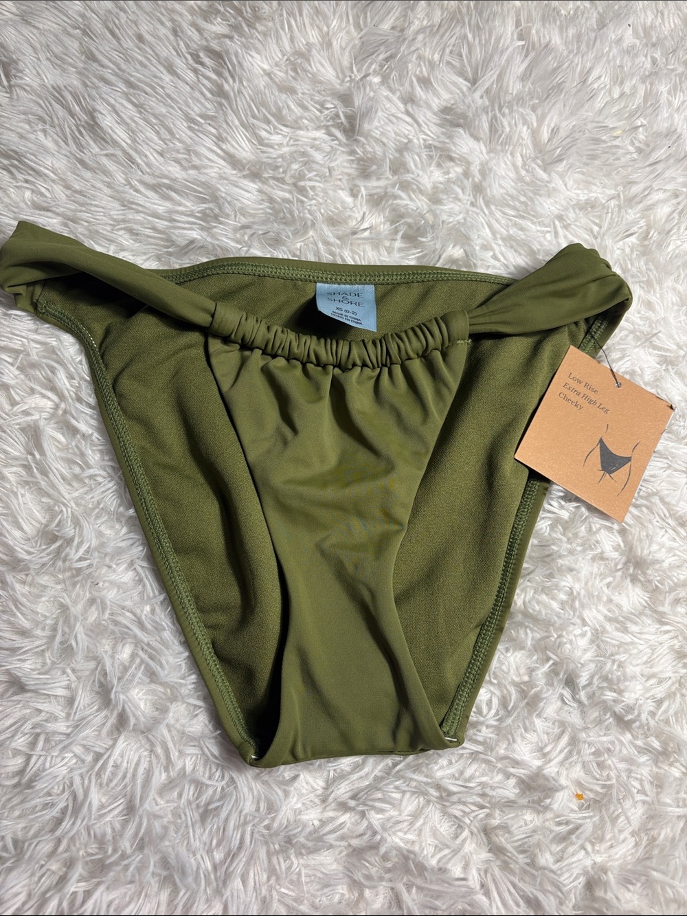 NWT Shade & Shore Green Low Rise Extra High Leg & Cheeky Swim Bottoms Size XS